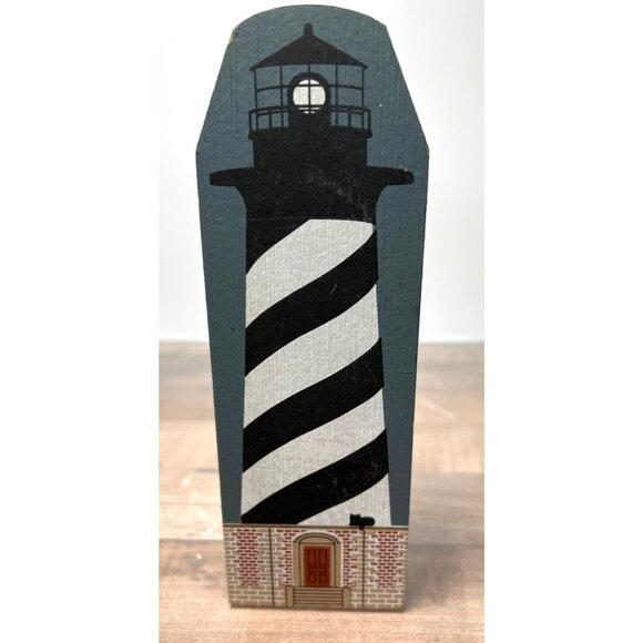 Cats Meow Coastal Lighthouse Decorative Wood Block Sculpture Hatteras Design - Picture 1 of 4